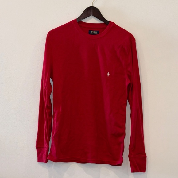 Mens Medium Red Polo long sleeve Shirt - Picture 3 of 3